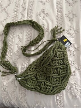 Forever 21 Olive Green Macramé Shoulder Bag
